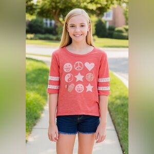 Mudd Blouse Girls Size 14 Pink Short Sleeve